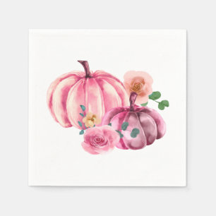 Serviette En Papier Citrouille rose BABY SHOWER Roses floraux