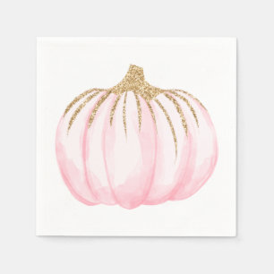 Serviette En Papier Citrouille Rose Dorée Fête Halloween Thanksgiving
