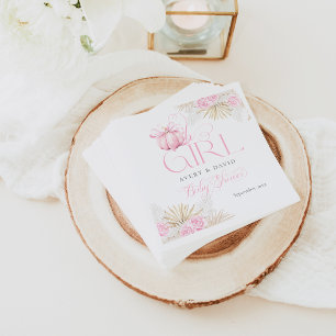 Serviette En Papier Citrouille rose fille Floral Bow Baby shower Bienv