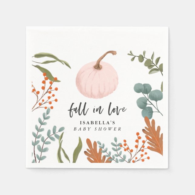 Serviette En Papier Citrouille rose tombent dans le Baby shower d'amou (Devant)