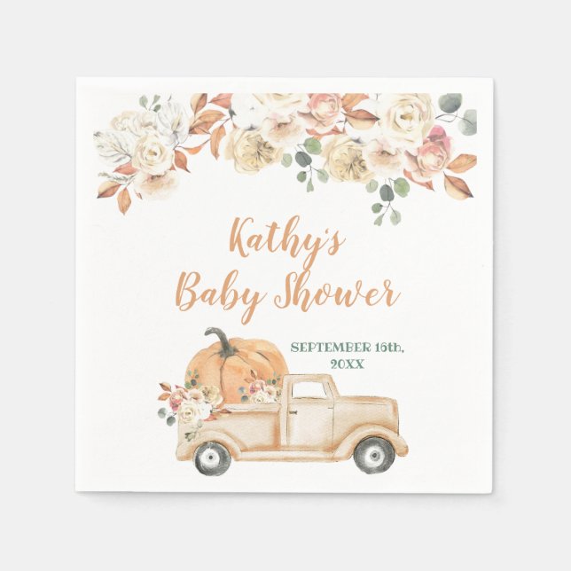 Serviette En Papier Citrouille Rustic Truck Baby shower serviettes (Devant)