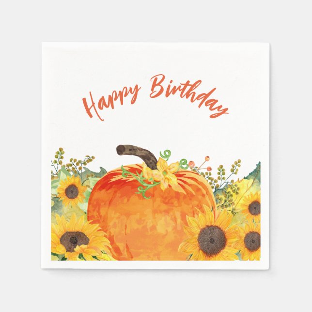 Serviette En Papier Citrouille rustique automne anniversaire (Devant)
