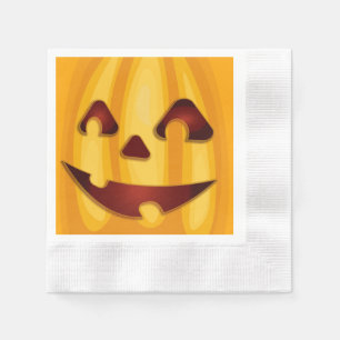 Serviette En Papier Citrouille sculpté souriant design Halloween