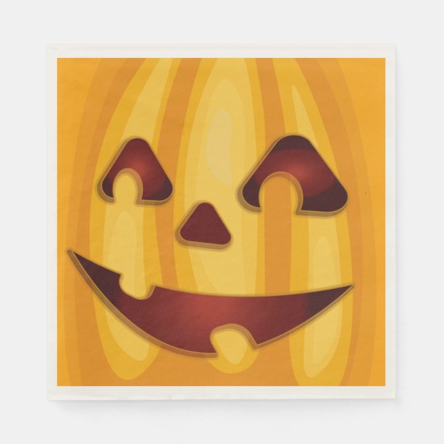 Serviette En Papier Citrouille sculpté souriant design Halloween (Devant)