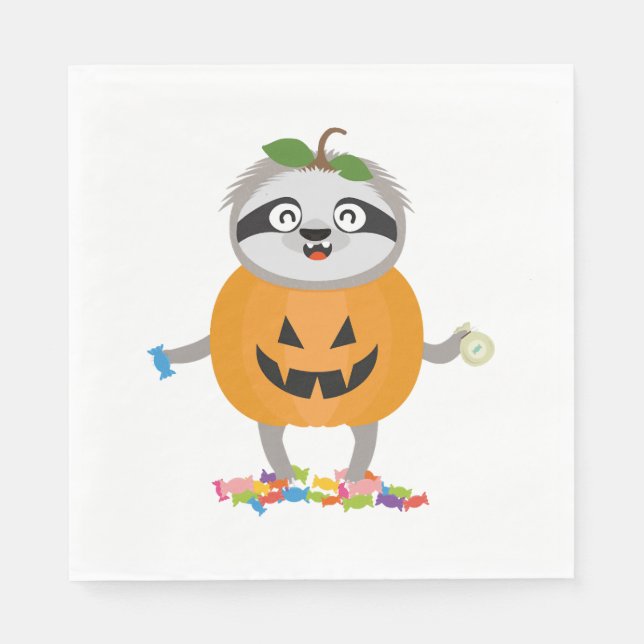 Serviette En Papier Citrouille Sloth Halloween Costume cadeau (Devant)