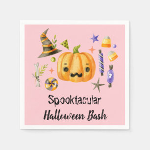 Serviette En Papier Citrouille Spooktacular Halloween Bash Party rose