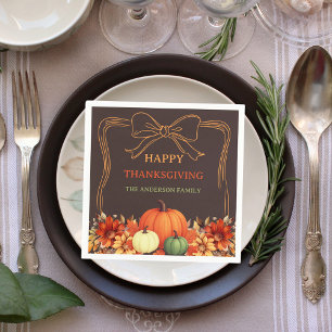 Serviette En Papier Citrouille Thanksgiving orangé arc-en-ciel dessiné