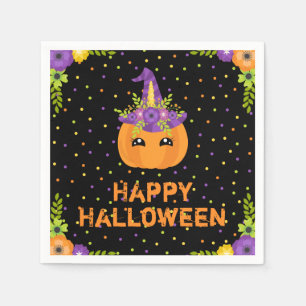 Serviette En Papier Citrouille Unicorne Happy Halloween serviettes noi