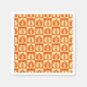 Serviette En Papier Citrouille vintage Orange Tartan Plaid Thanksgivin