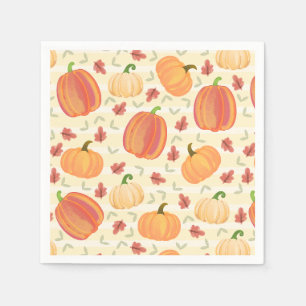 Serviette En Papier Citrouilles à l'aquarelle : Crème Douce et Jaune P