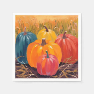 Serviette En Papier Citrouilles d'automne Art aquarelle de paysage a
