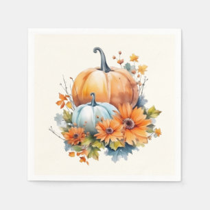 Serviette En Papier Citrouilles d'automne avec Fleurs et Foliage