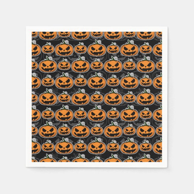 Serviette En Papier Citrouilles de Jack O'Lantern pour une fête d'Hall (Devant)