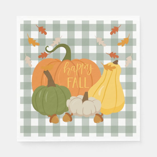 Serviette En Papier Citrouilles de l'automne heureux (Devant)
