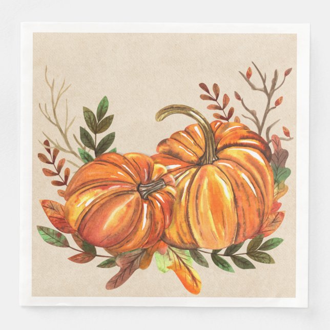 Serviette En Papier Citrouilles de l'automne rustique (Devant)