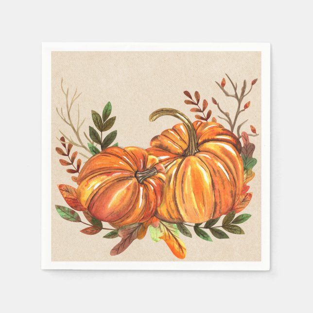 Serviette En Papier Citrouilles de l'automne rustiques (Devant)