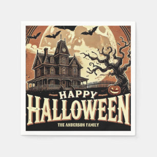 Serviette En Papier Citrouilles de maison hantée Halloween effrayant e