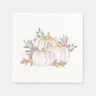 Serviette En Papier Citrouilles de pompe en or rose floral Fête d'Acti