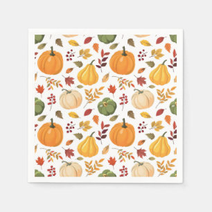 Serviette En Papier Citrouilles de récolte et Motif de feuilles d'auto
