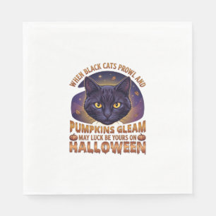 Serviette En Papier Citrouilles Éclat Halloween Chat Noir Feuilles qui