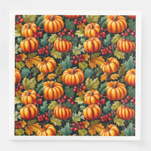 Serviette En Papier Citrouilles en Feuille avec baies