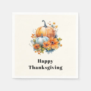 Serviette En Papier Citrouilles et fleurs d'automne Thanksgiving