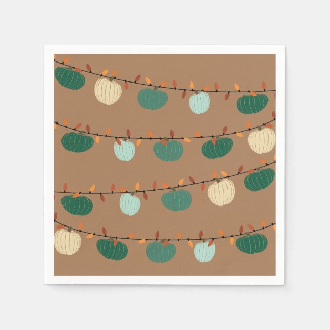 Serviette En Papier Citrouilles et lumières (Devant)