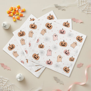 Serviette En Papier Citrouilles fantômes de Halloween pastel motif ID1