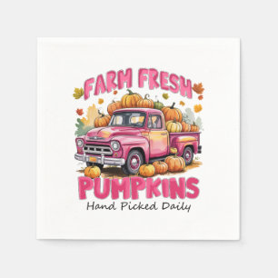 Serviette En Papier Citrouilles frais de ferme - Camion rose Harvest d
