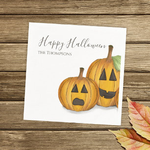 Serviette En Papier Citrouilles Mignonnes Halloween Jack O'lanterns Si