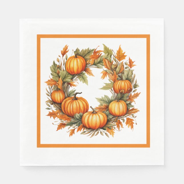 Serviette En Papier Citrouilles oranges (Devant)