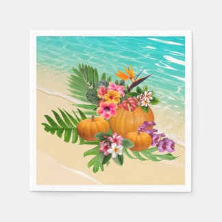 Serviette En Papier Citrouilles Palmiers Plage de Thanksgiving Tropica
