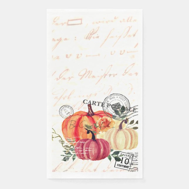 Serviette En Papier Citrouilles vintages de l'aquarelle moderne (Devant)
