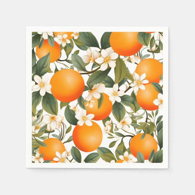 Serviette En Papier Citrus botanique orange de Little Cutie (Devant)