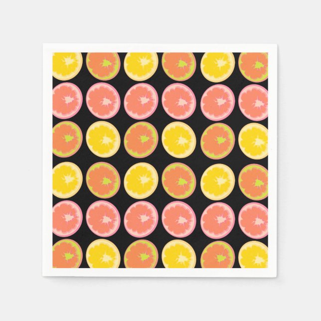 Serviette En Papier Citrus Candy Lemon Fruit Motif (Devant)