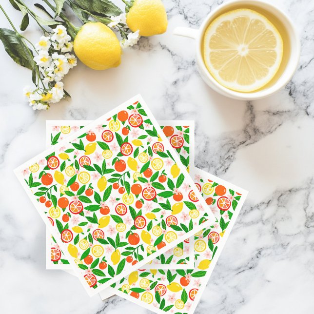 Serviette En Papier Citrus Célébration Citrons Oranges Baby shower (Citrus Celebration Lemons Oranges Baby Shower Napkins
)