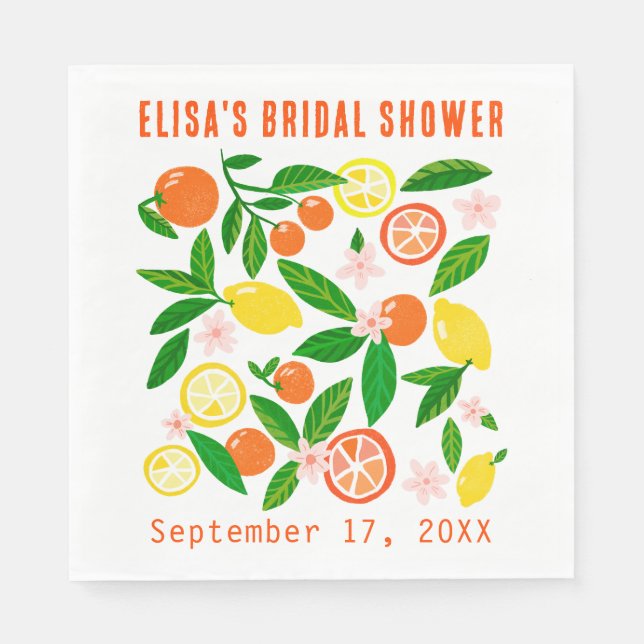 Serviette En Papier Citrus Celebration Custom Name BRIDAL SHOWER (Devant)