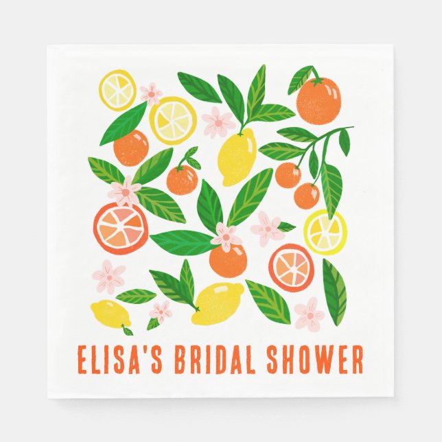 Serviette En Papier Citrus Celebration Custom Name BRIDAL SHOWER (Devant)