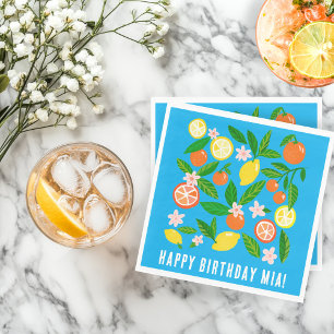 Serviette En Papier Citrus Celebration Nom personnalisé ANNIVERSAIRE F