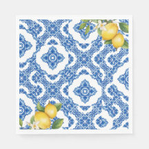 Citrus Citron bleu Carrelage nuptiale Papier de po