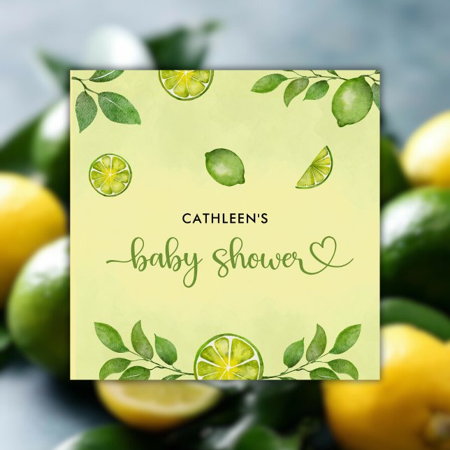 Serviette En Papier Citrus de citron vert frais Baby shower neutre (Fresh Lime Citrus Gender Neutral Baby Shower Napkins)