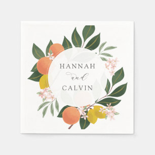 Serviette En Papier Citrus et verdure Mariage Napkin