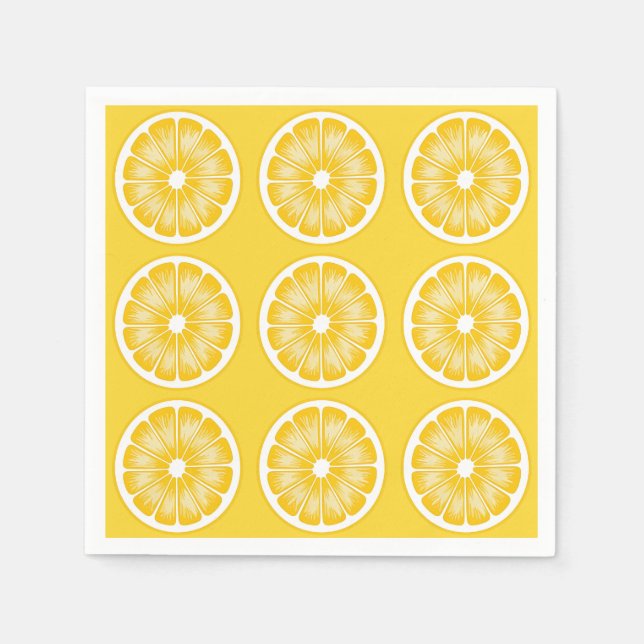 Serviette En Papier Citrus jaune moderne tranche de citron (Devant)