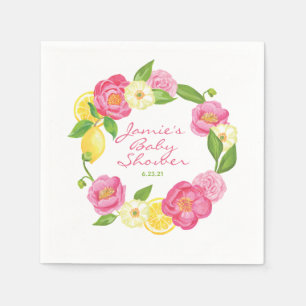 Serviette En Papier Citrus Lemon Floral Rose Baby shower