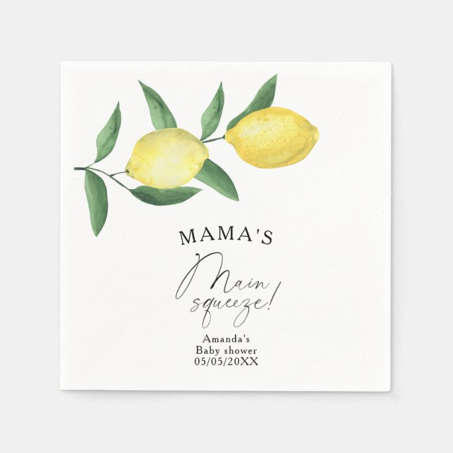 Serviette En Papier Citrus Lemon - Le baby shower principal de Mama (Devant)