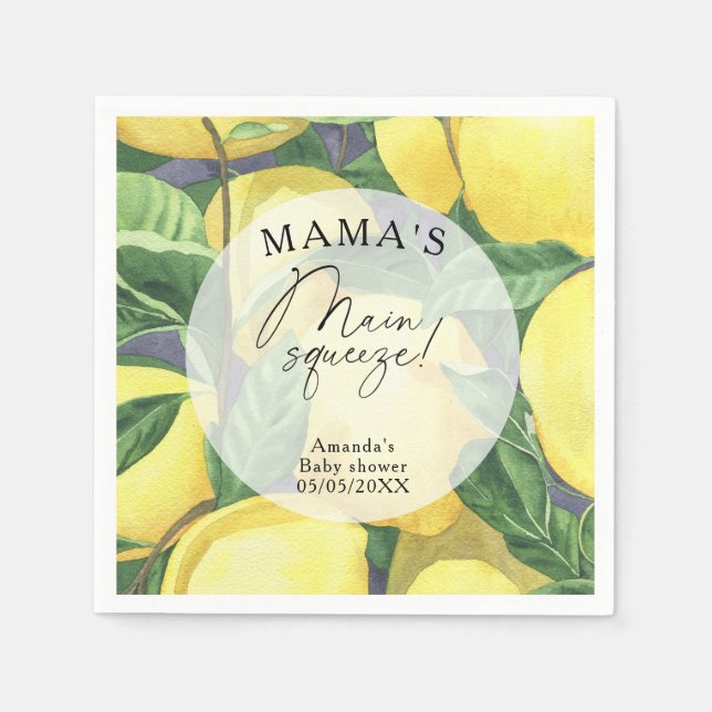 Serviette En Papier Citrus Lemon - Le baby shower principal de Mama (Devant)