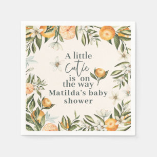 Serviette En Papier Citrus, orange + fleur petit baby shower