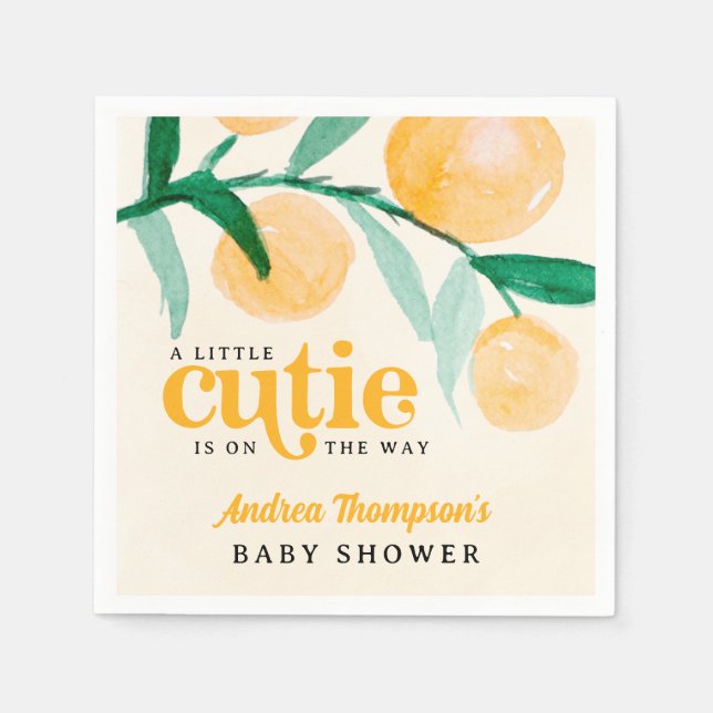 Serviette En Papier Citrus Orange Un petit Baby shower Cutie Retro (Devant)