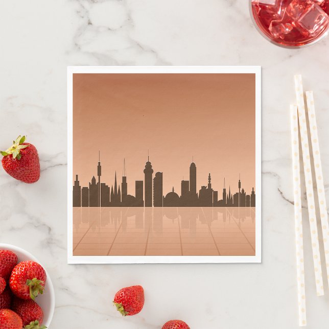 Serviette En Papier City Skyline À L'Aube Papier Napkins (Créateur téléchargé)