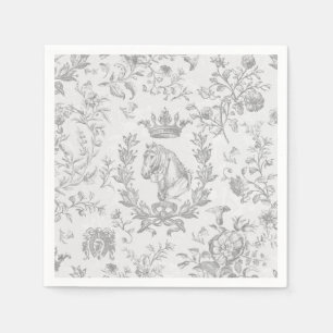 Serviette En Papier Clair élégant gris blanc blanc équestre Toile